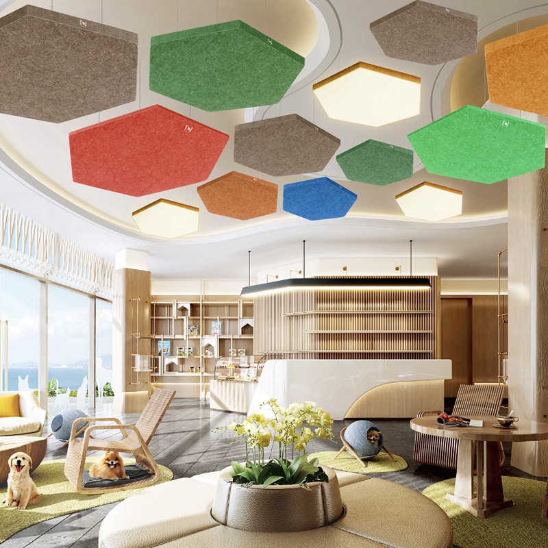 HEX Hexagon acoustic ceiling panels decorative lighting LL0304SAC-50-600